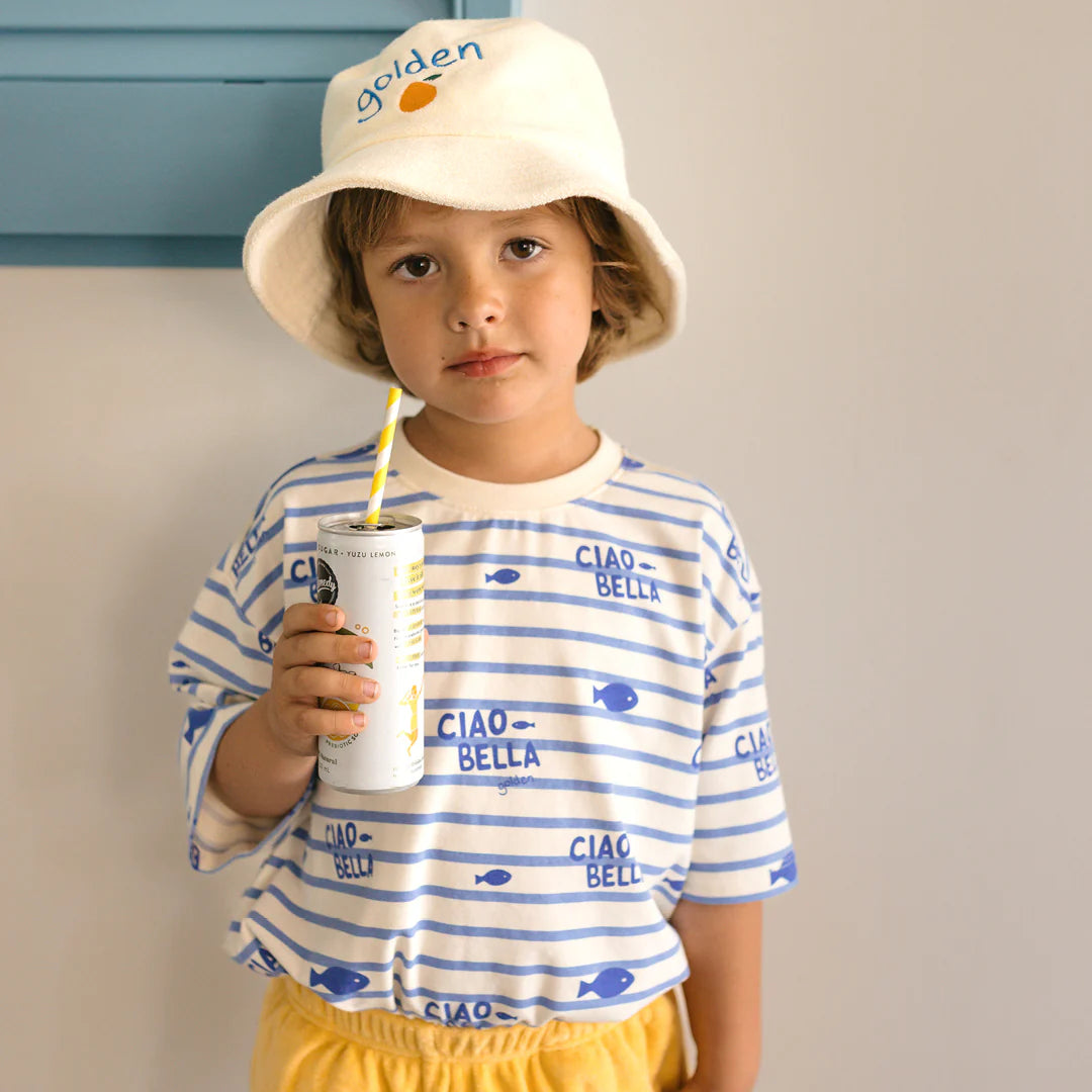 COMING SOON Ciao Bella Pesci Mid Sleeve Tee Buttercream Stripe