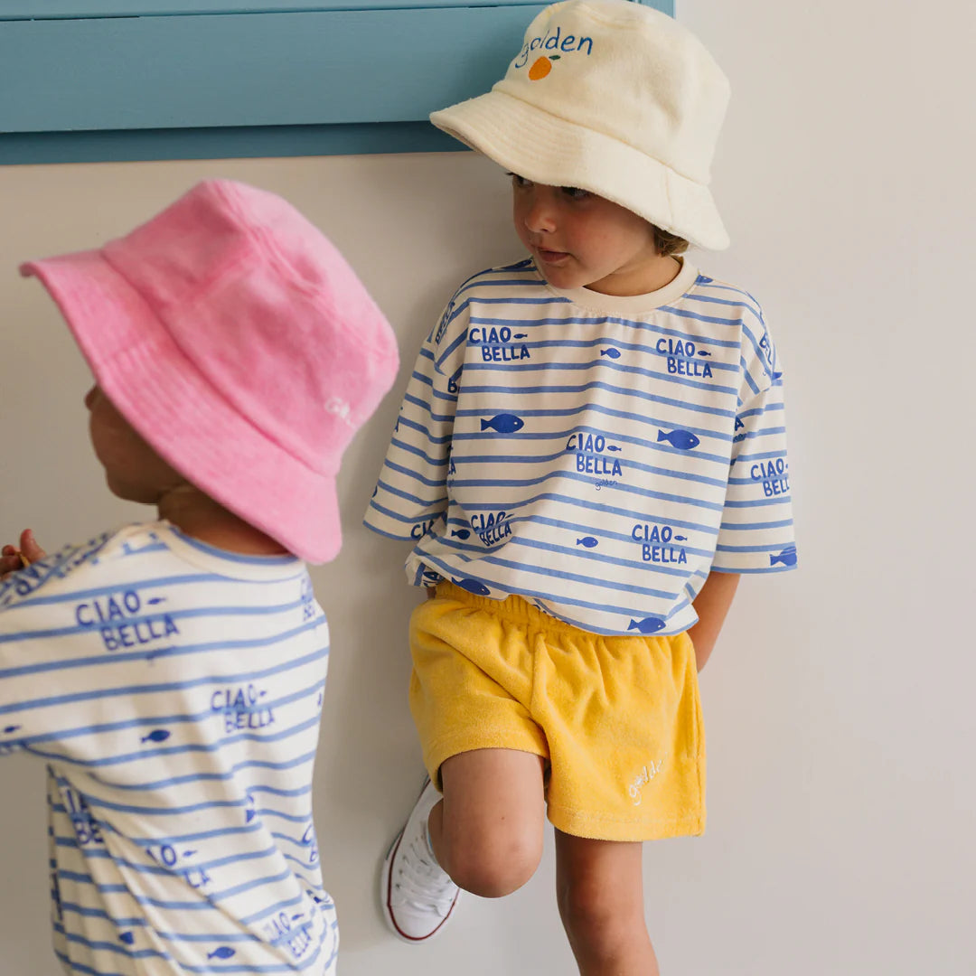 COMING SOON Ciao Bella Pesci Mid Sleeve Tee Buttercream Stripe