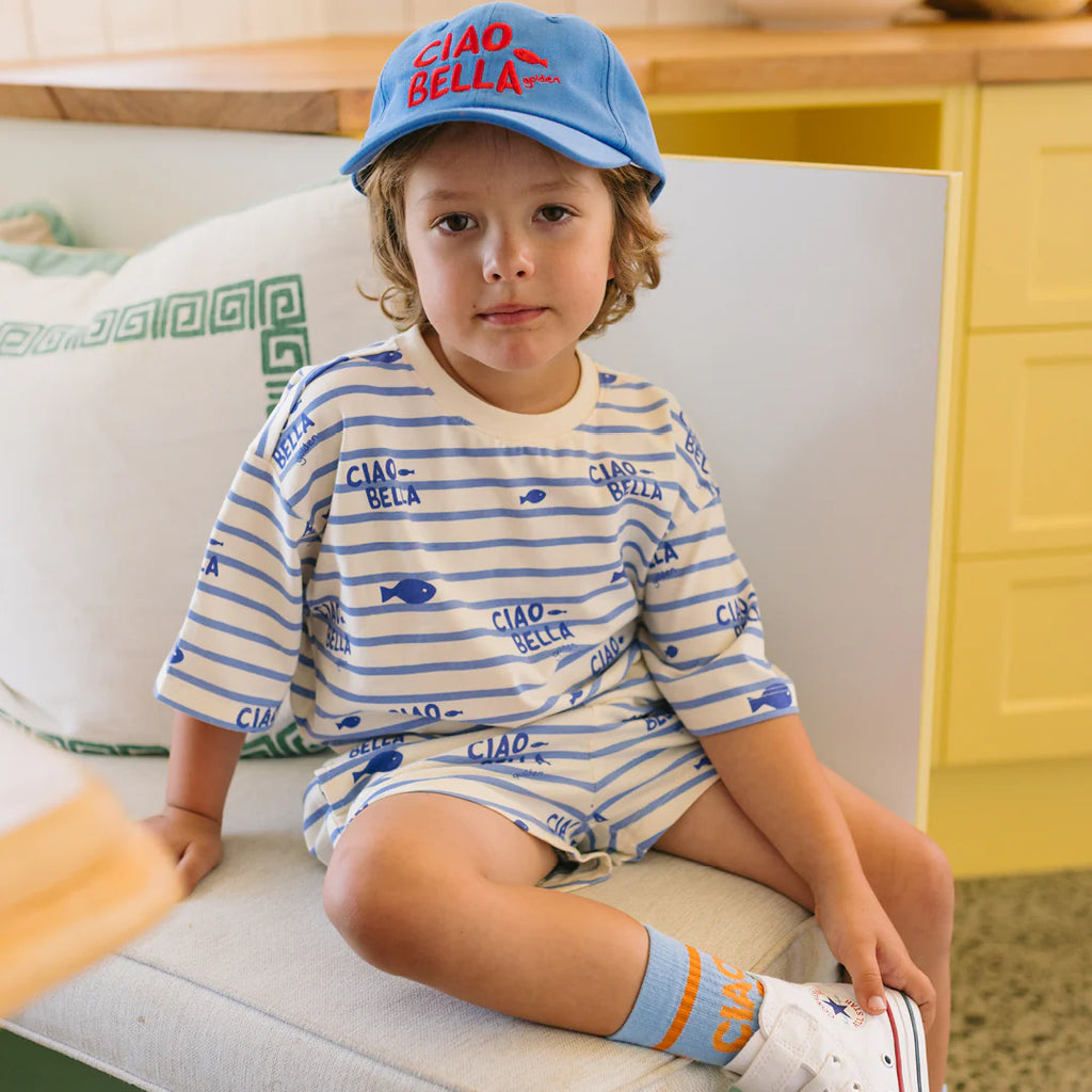 COMING SOON Ciao Bella Pesci Mid Sleeve Tee Buttercream Stripe