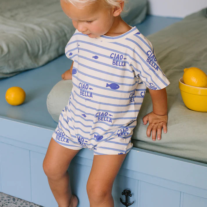 COMING SOON Ciao Bella Pesci Playsuit Buttercream Stripe