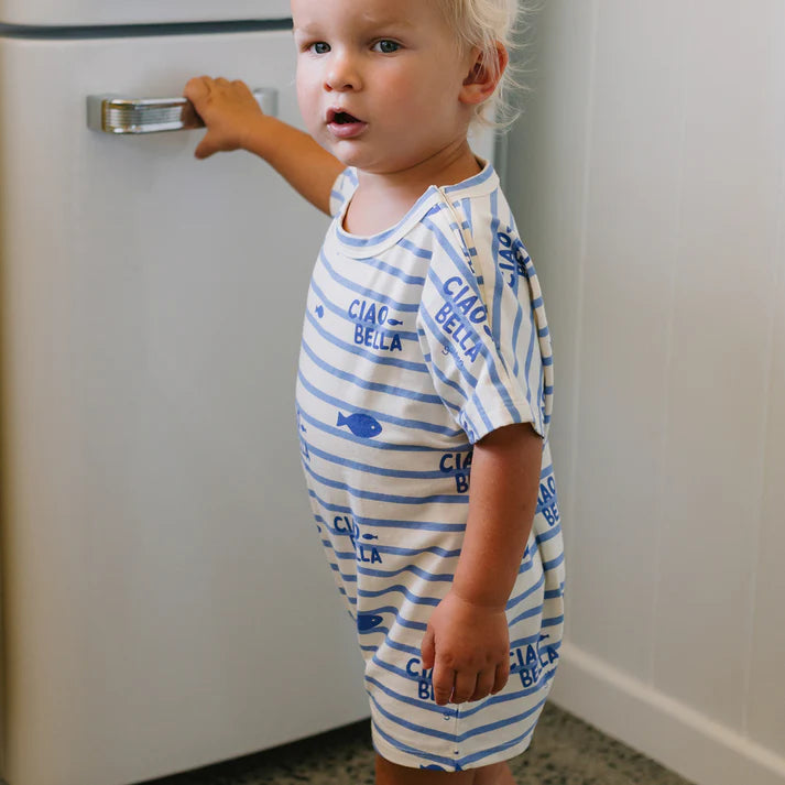 COMING SOON Ciao Bella Pesci Playsuit Buttercream Stripe