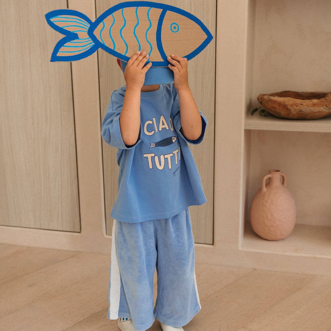 Ciao Tutti Pesci Mid Sleeve Tee Pool Blue