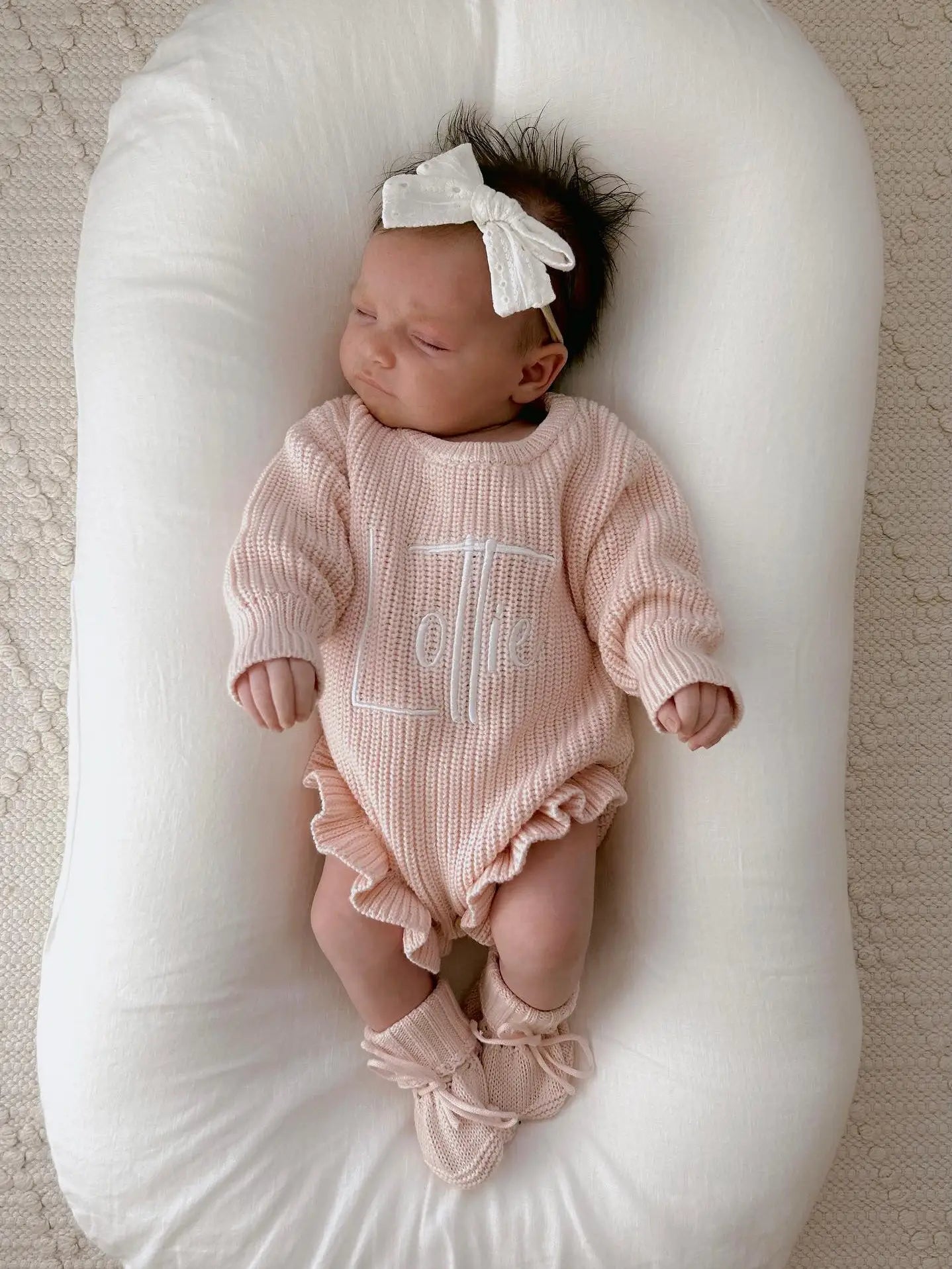 Cuff Newborn Lace Booties - Baby Pink