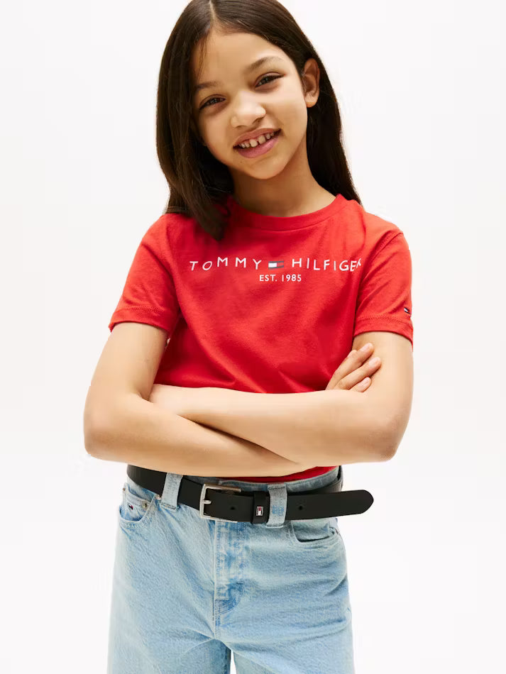 Kids Unisex Essential Tee - Deep Crimson