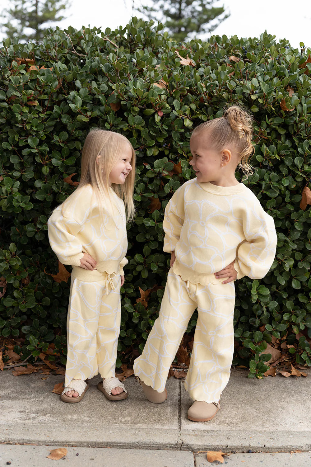 Dahlia Floral Knit Set - Lemon