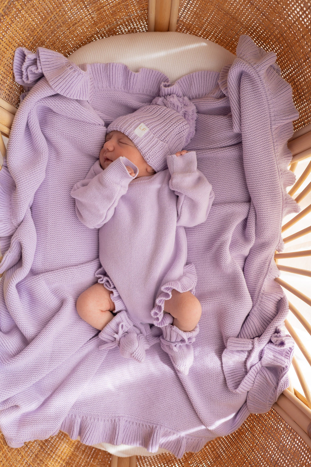 Knitted Pom Beanie | Pastel Lilac