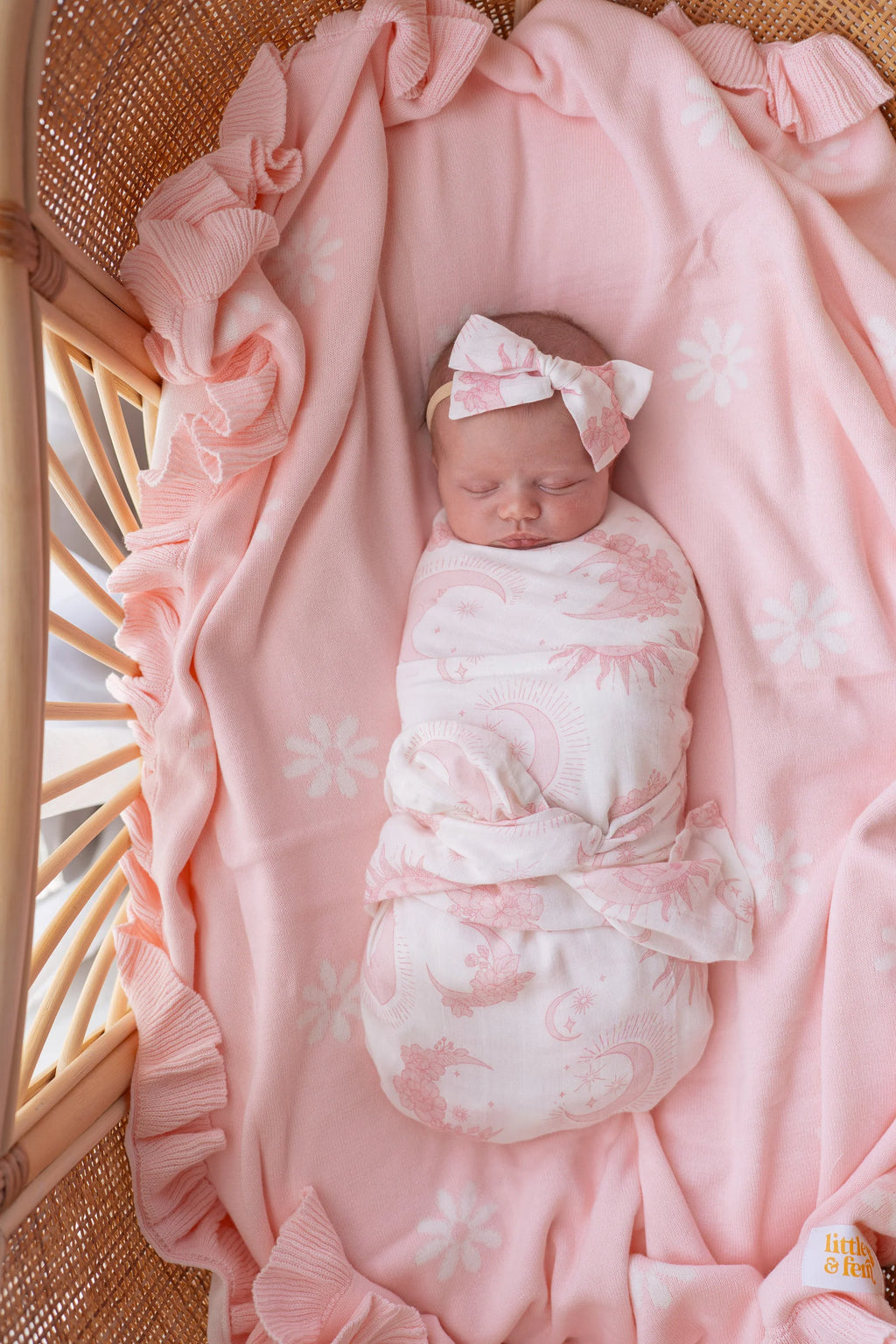 Frill Knit Blanket | Baby Pink Floral