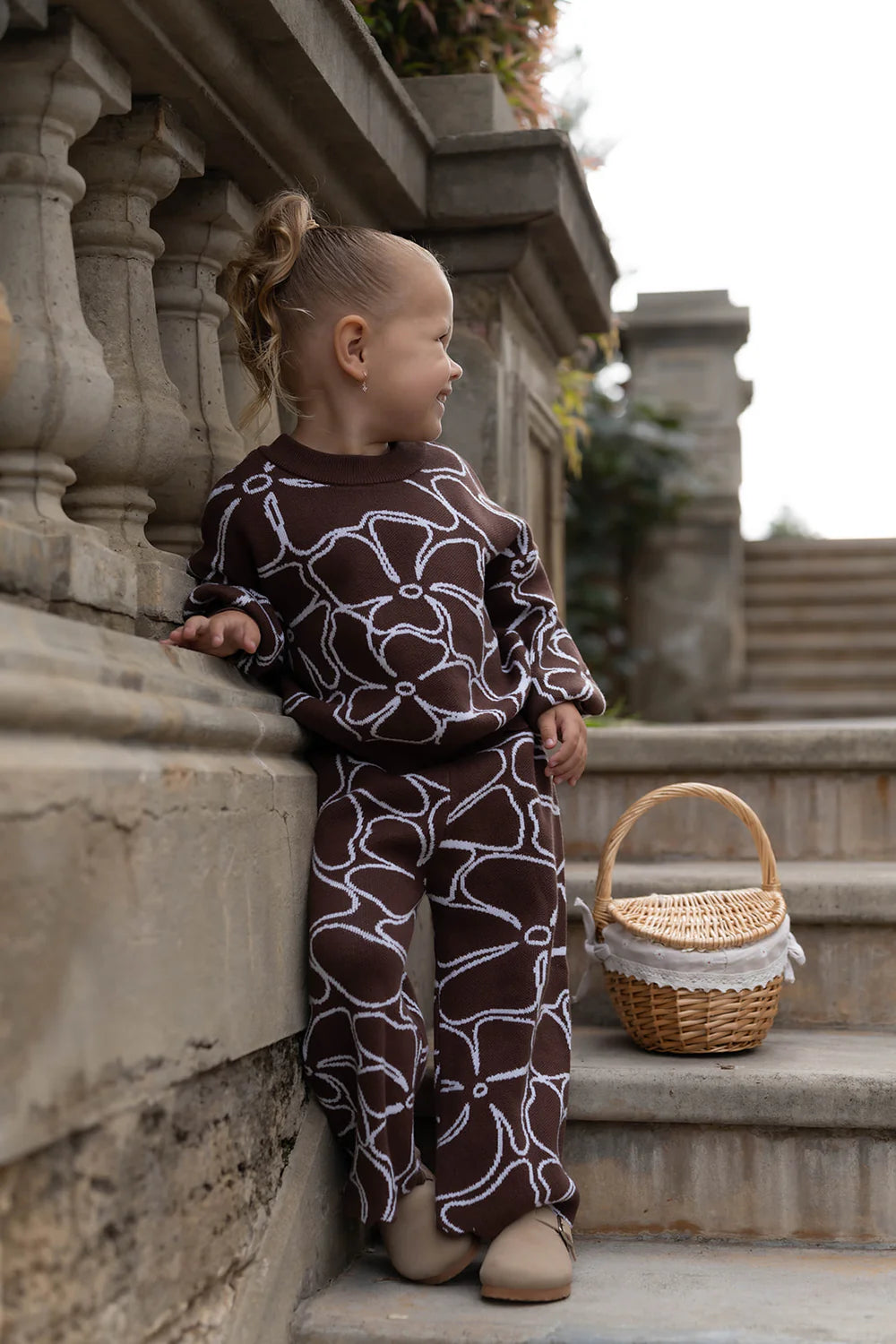 Dahlia Floral Knit Set - Chocolate