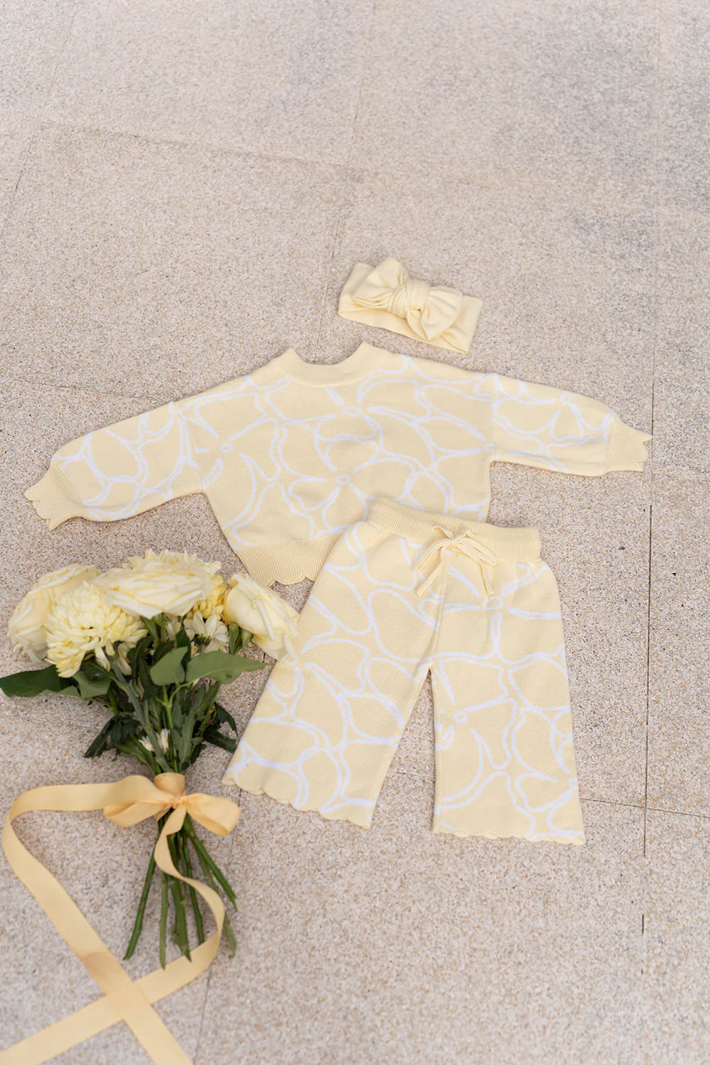 Dahlia Floral Knit Set - Lemon
