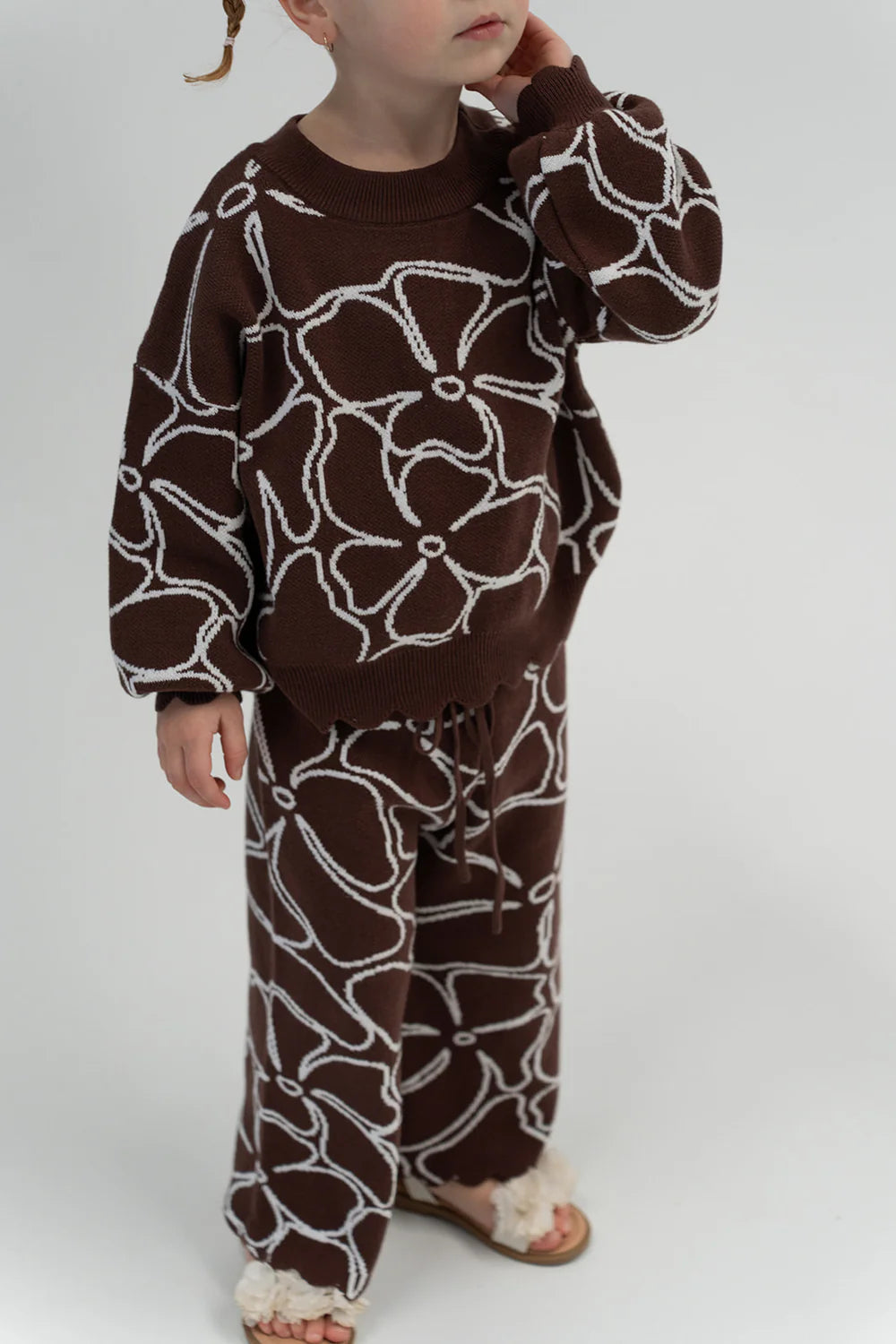 Dahlia Floral Knit Set - Chocolate