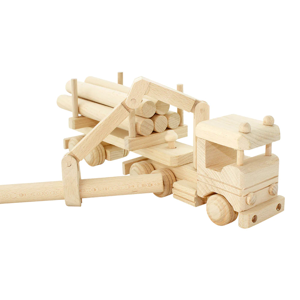 Wooden Truck with Logs & Crane Montana