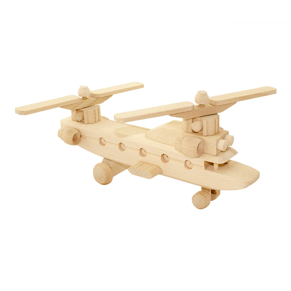 Wooden Helicopter Twin Rotors Hunter