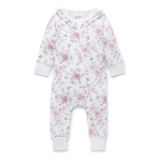 Daisy Floral LS Zip Romper