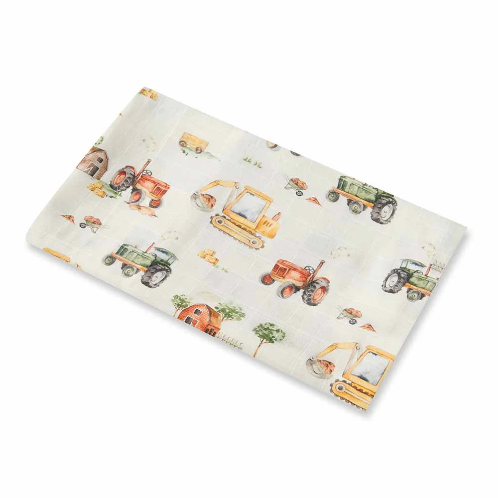 Diggers & Tractors Organic Muslin Wrap