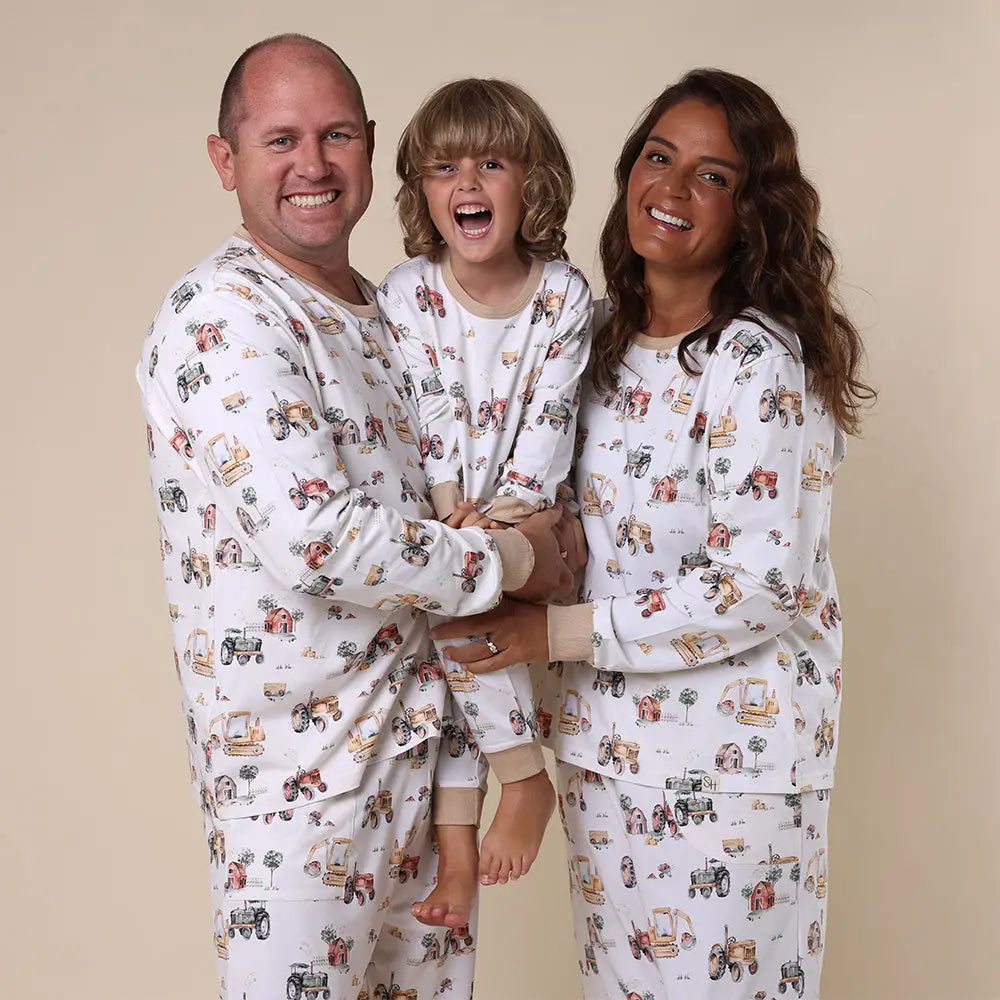 Diggers & Tractors Organic Kids Long Sleeve Pj Set