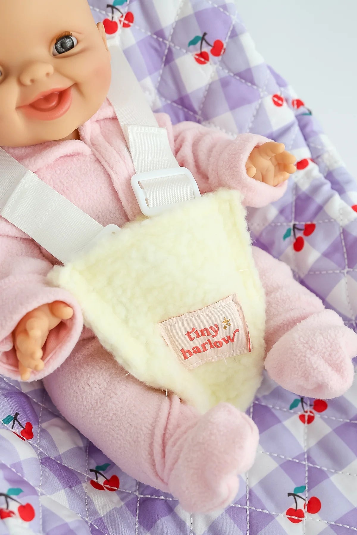 Dolls Car Seat Capsule - Cherry Gingham