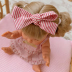 Doll Clothing - Red & Ivory Frilled Three-Piece Set with Croissant
