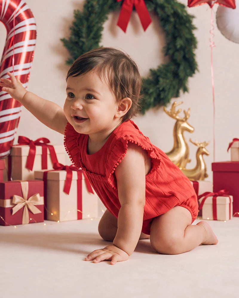 Festive Stripe Broidery Bodysuit
