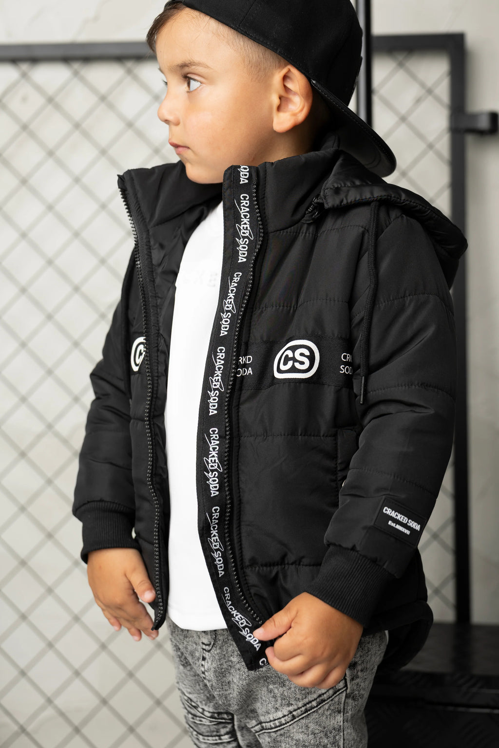 Noah Elevated Puff Jacket with Removable Hood - Black