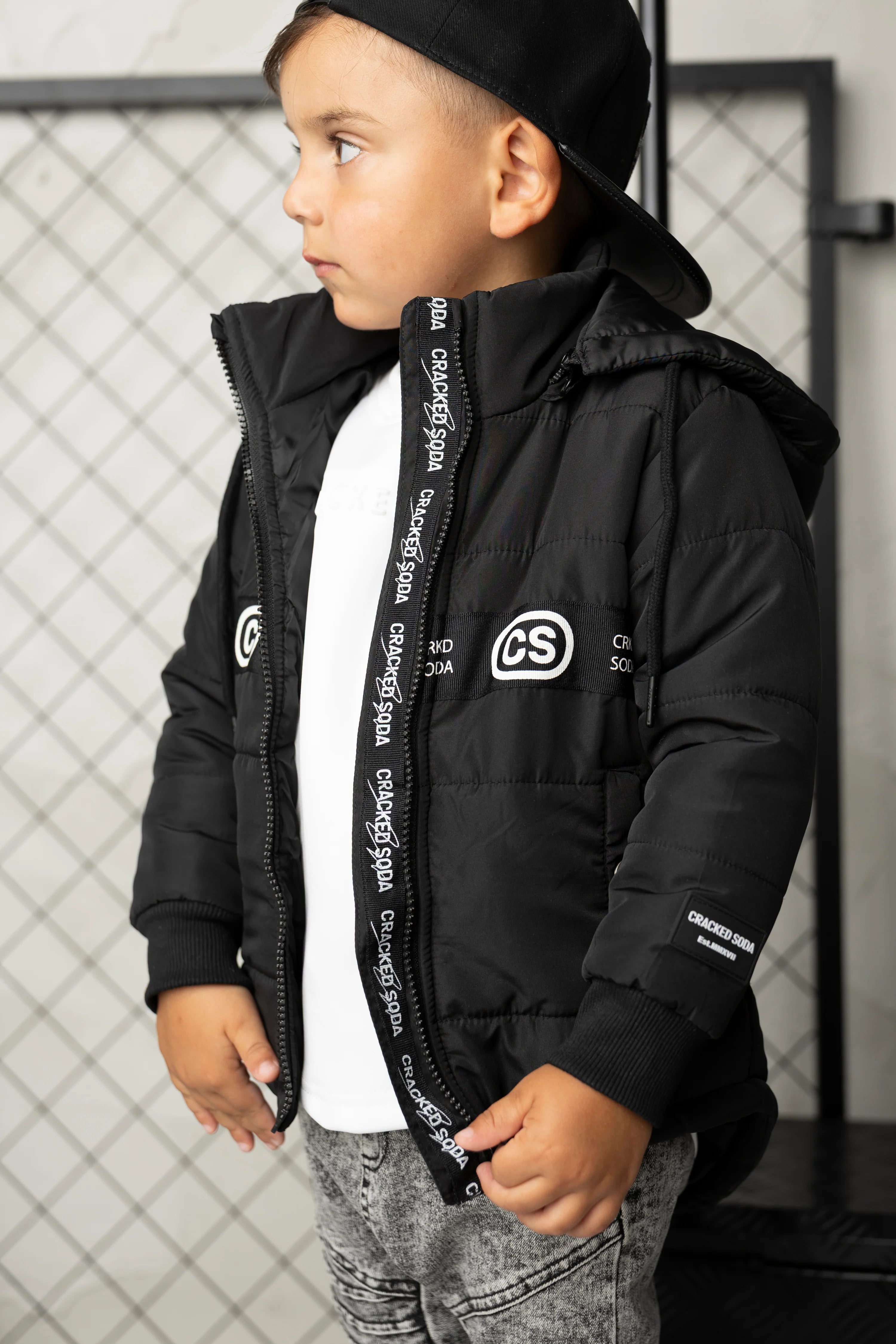 Noah Elevated Puff Jacket with Removable Hood - Black