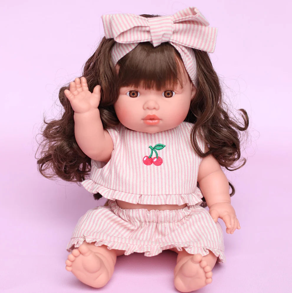 COMING SOON Doll Clothing - Pink & Ivory Frilled Three-Piece Set with Cherries