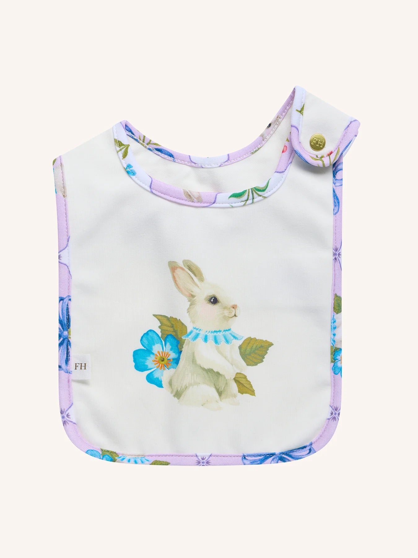 'Bunny Blue Floral' Dandy Duo Bibs - Lilac