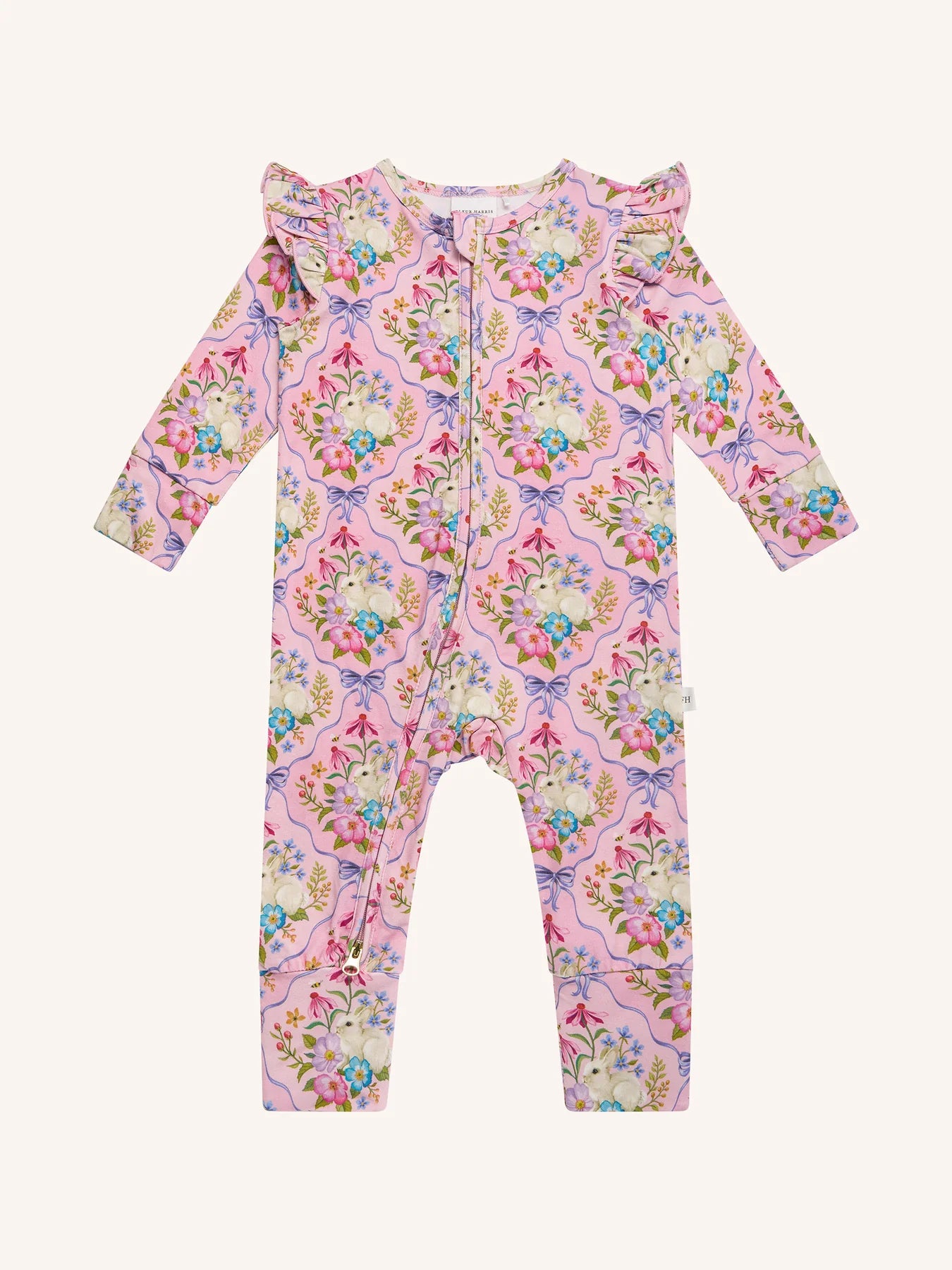 'Bunnies & Bows' Precious Frill Coverall - Pink Love