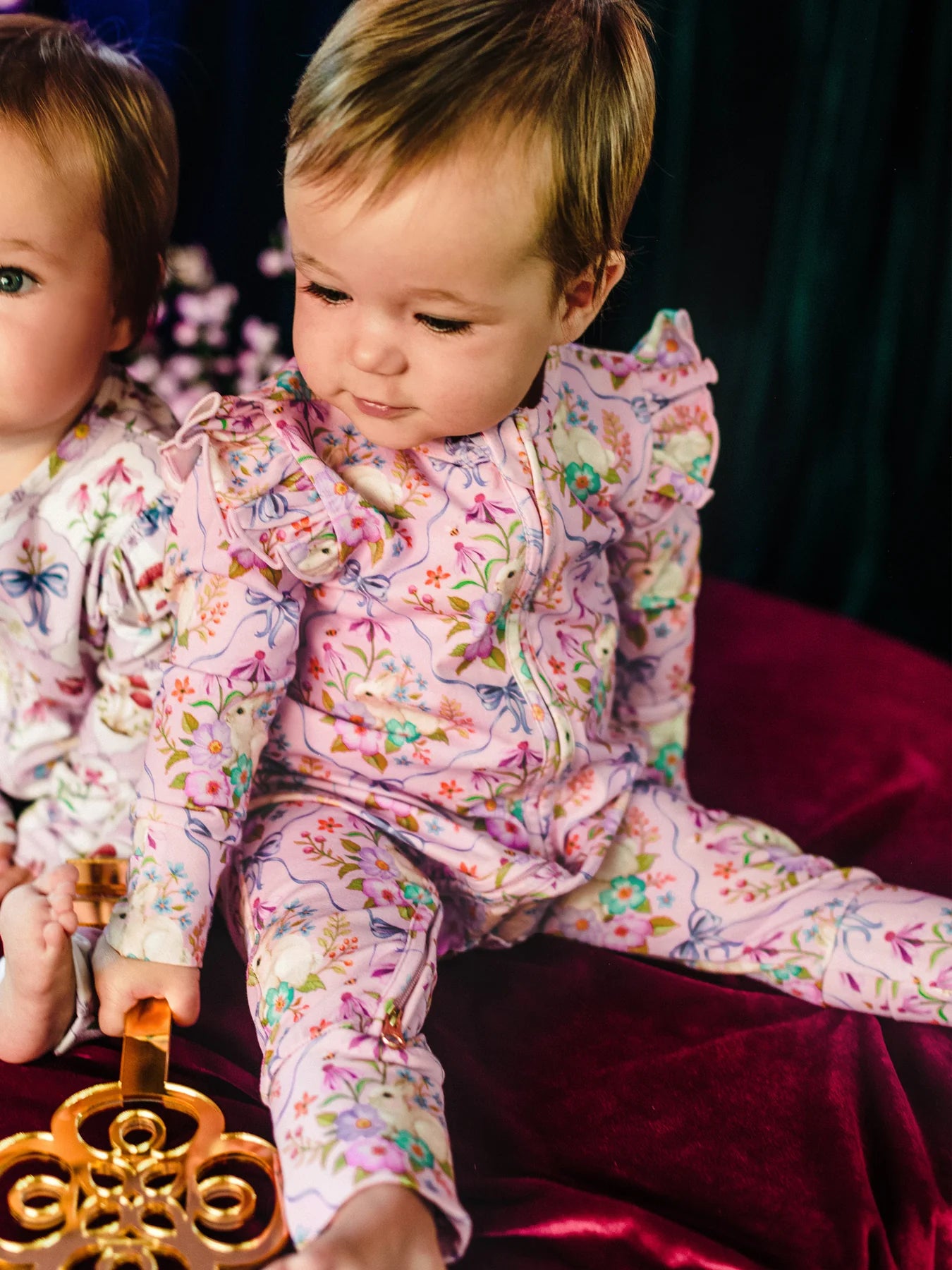 'Bunnies & Bows' Precious Frill Coverall - Pink Love