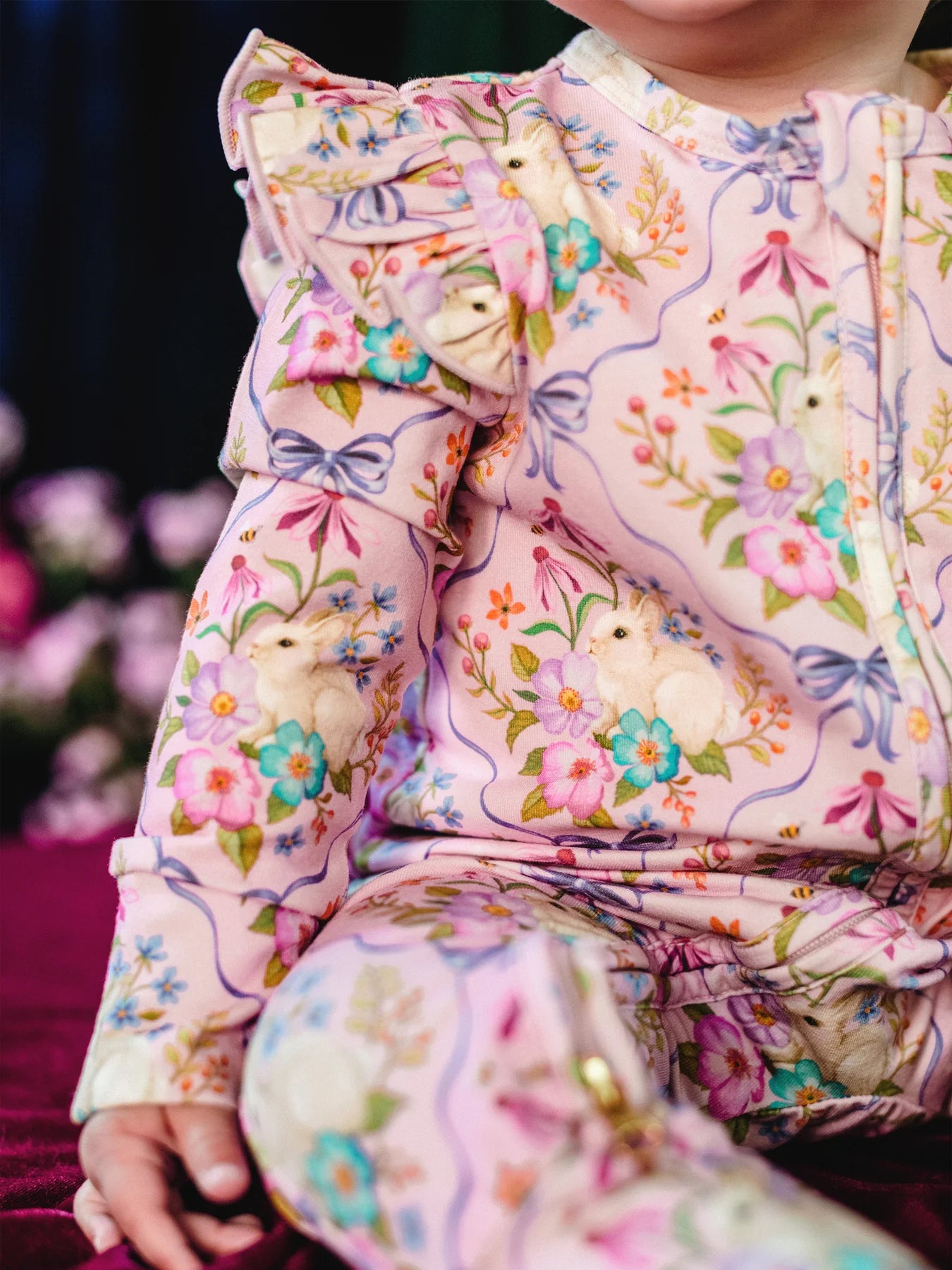 'Bunnies & Bows' Precious Frill Coverall - Pink Love