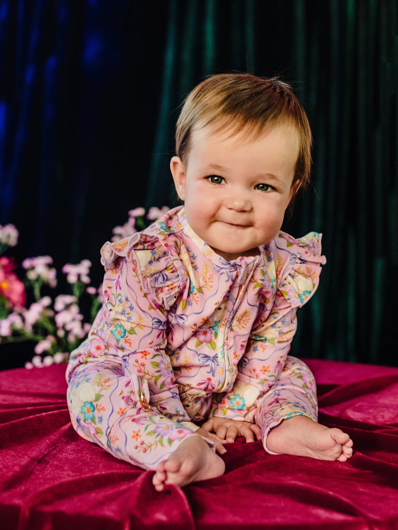 'Bunnies & Bows' Precious Frill Coverall - Pink Love