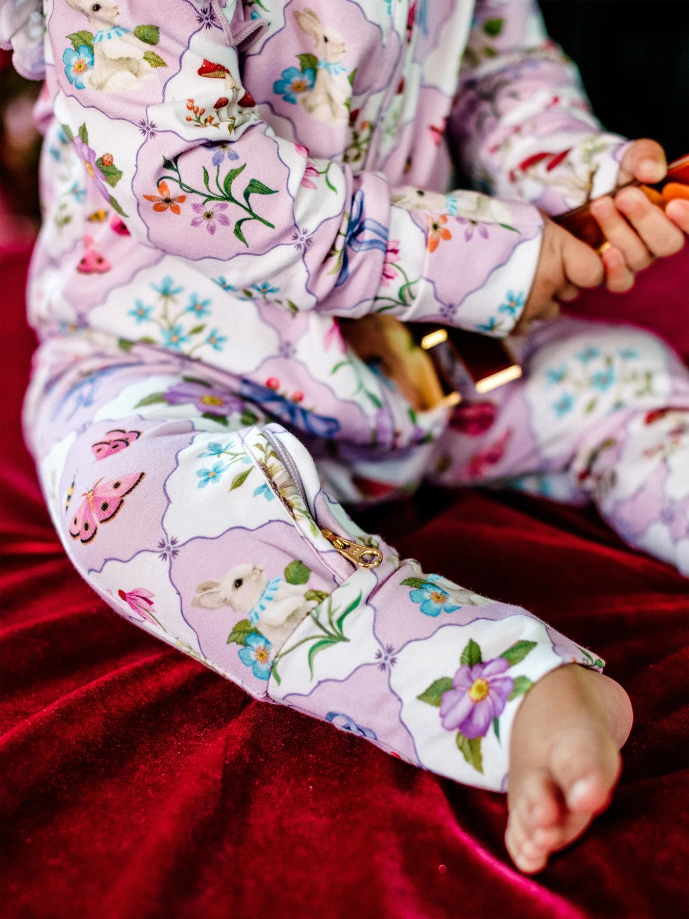 'Woodland Grid' Precious Frill Coverall - Sweet Lilac