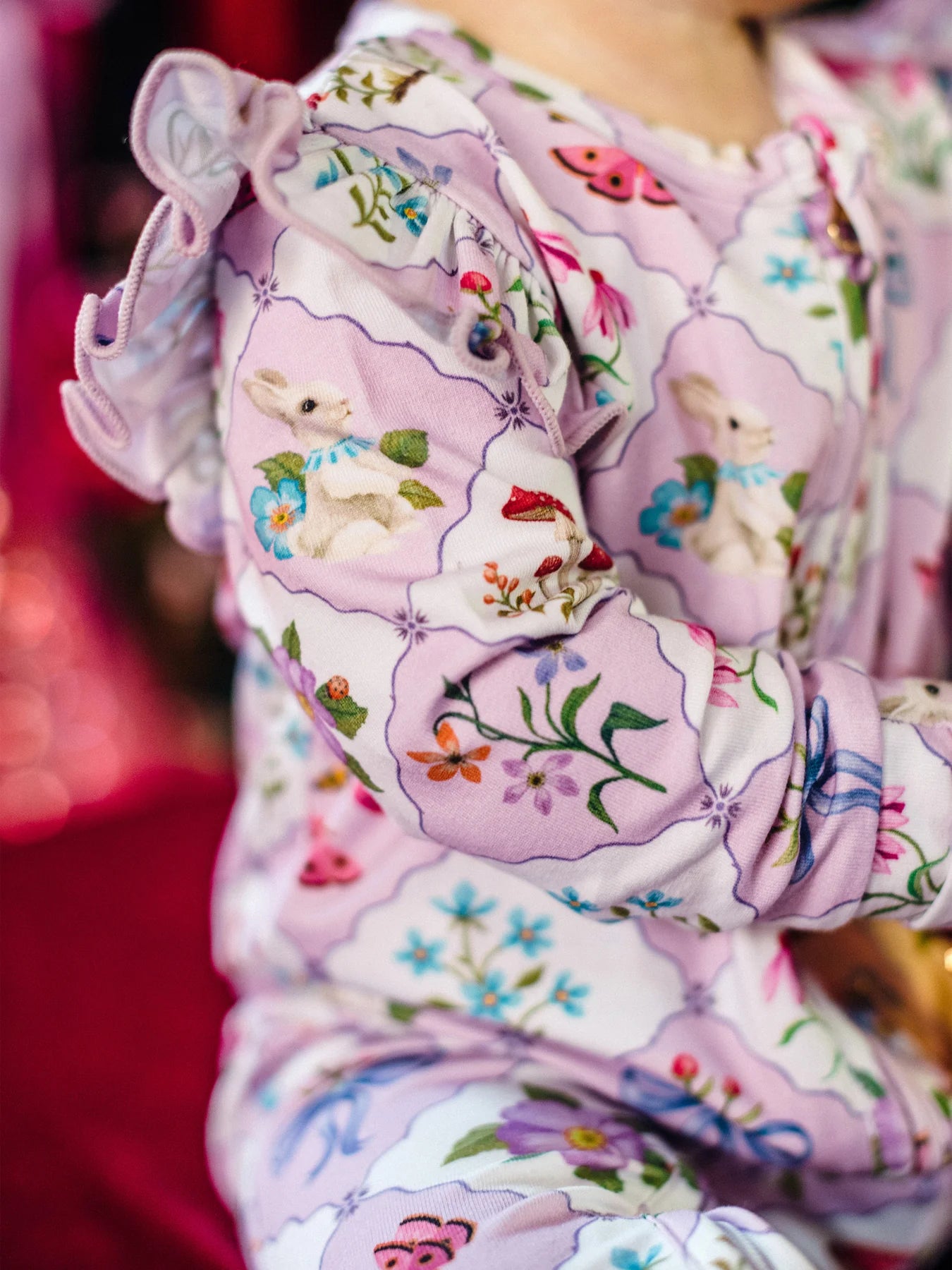 'Woodland Grid' Precious Frill Coverall - Sweet Lilac