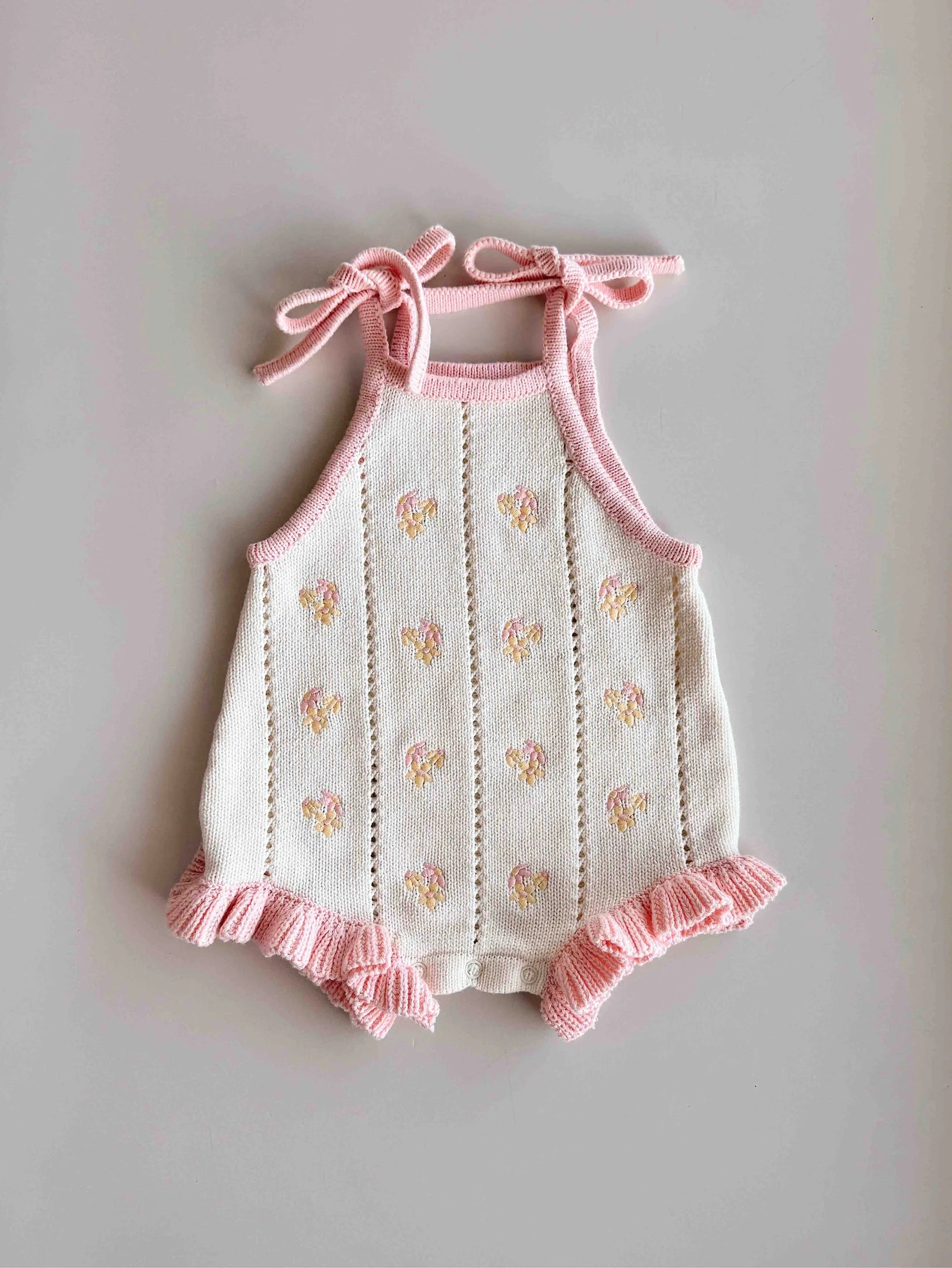 Bloom Pointelle Tie Romper | Cosmos