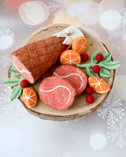 Felt Christmas Ham Feast Play Food Set