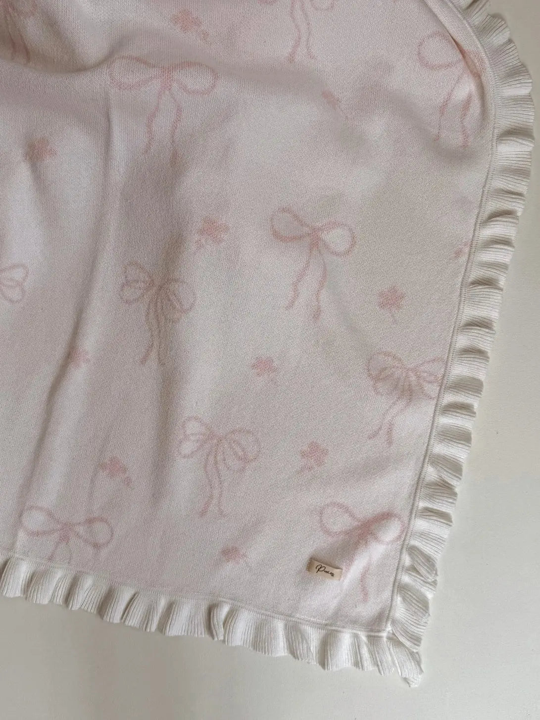 Floral Bow Blanket | Milk + Baby Pink