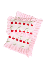 Frilled Gingham Cherry Blanket + Pillow set
