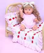Frilled Gingham Cherry Blanket + Pillow set