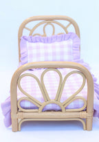 Frilled Purple Gingham doll Blanket + Pillow set