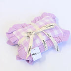 Frilled Purple Gingham doll Blanket + Pillow set