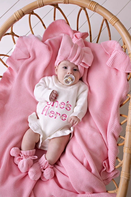 Frilly Knit Blanket Cotton Candy