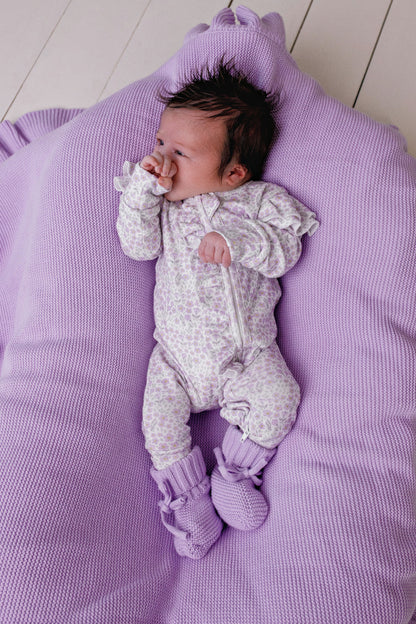 Frilly Knit Blanket Lilac