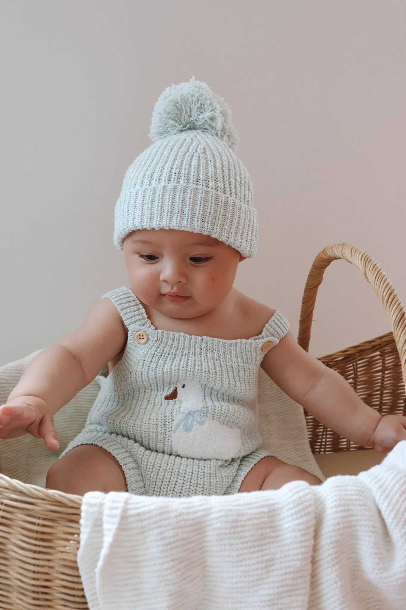 Goose Singlet Knit Romper - Periwinkle Blue