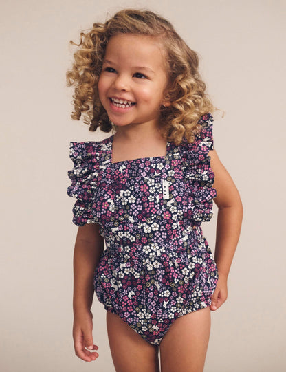 Midnight Flower Garden Frill Playsuit