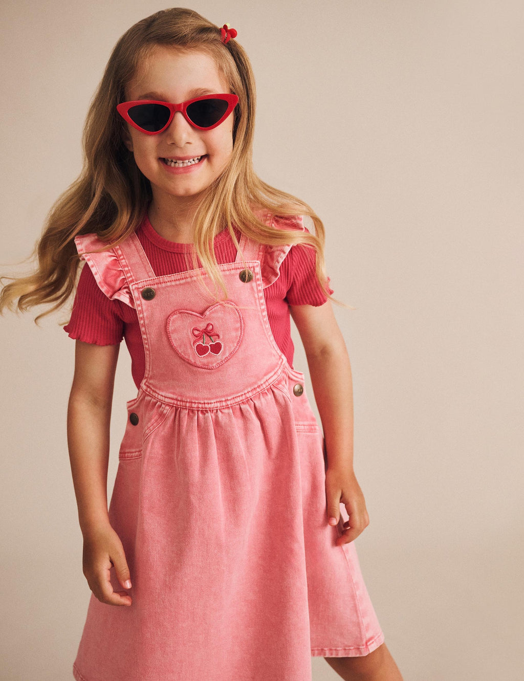 Cherry Heart Vintage Pinafore Dress