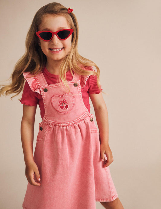 Cherry Heart Vintage Pinafore Dress