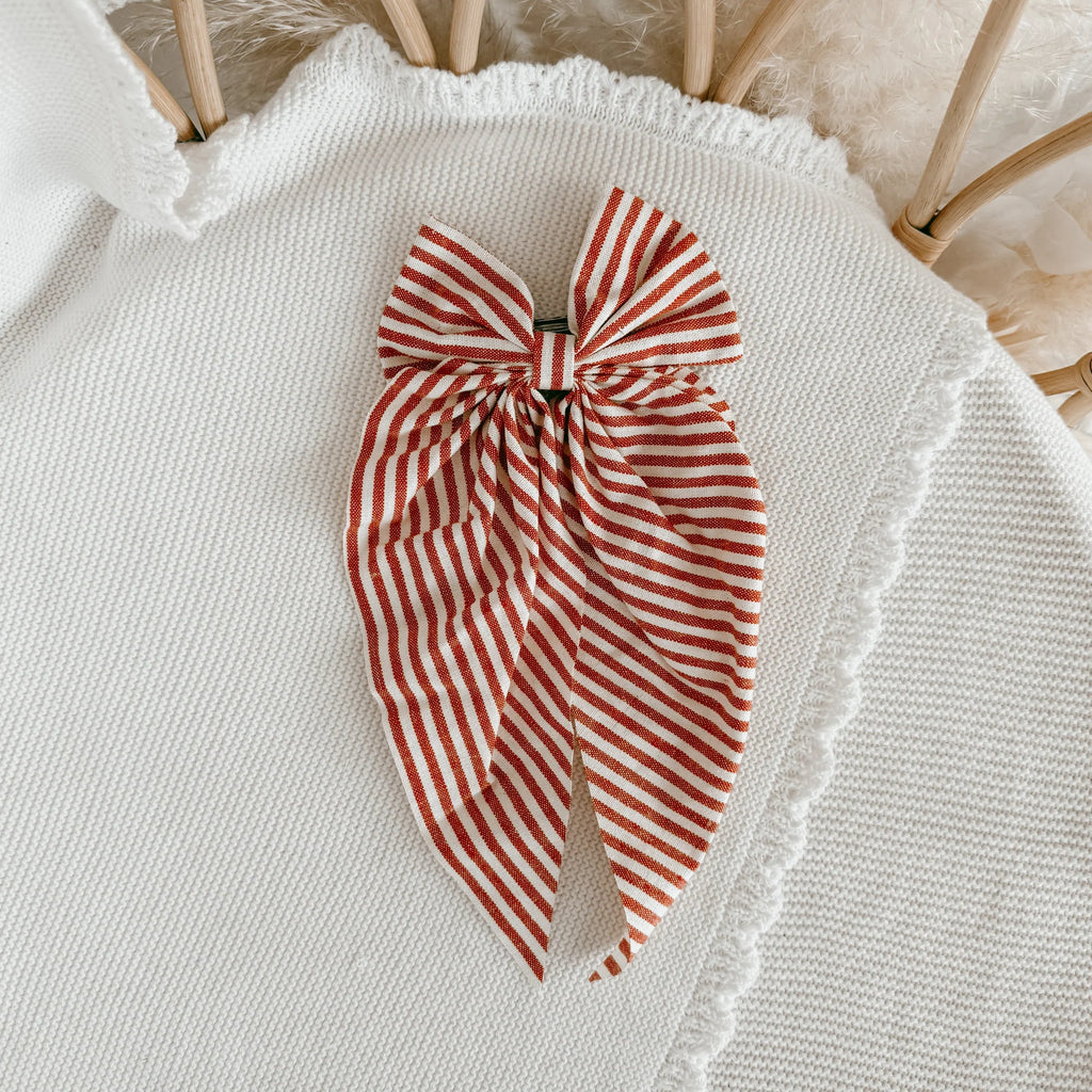 Hair Bow - Red Candy Stripe