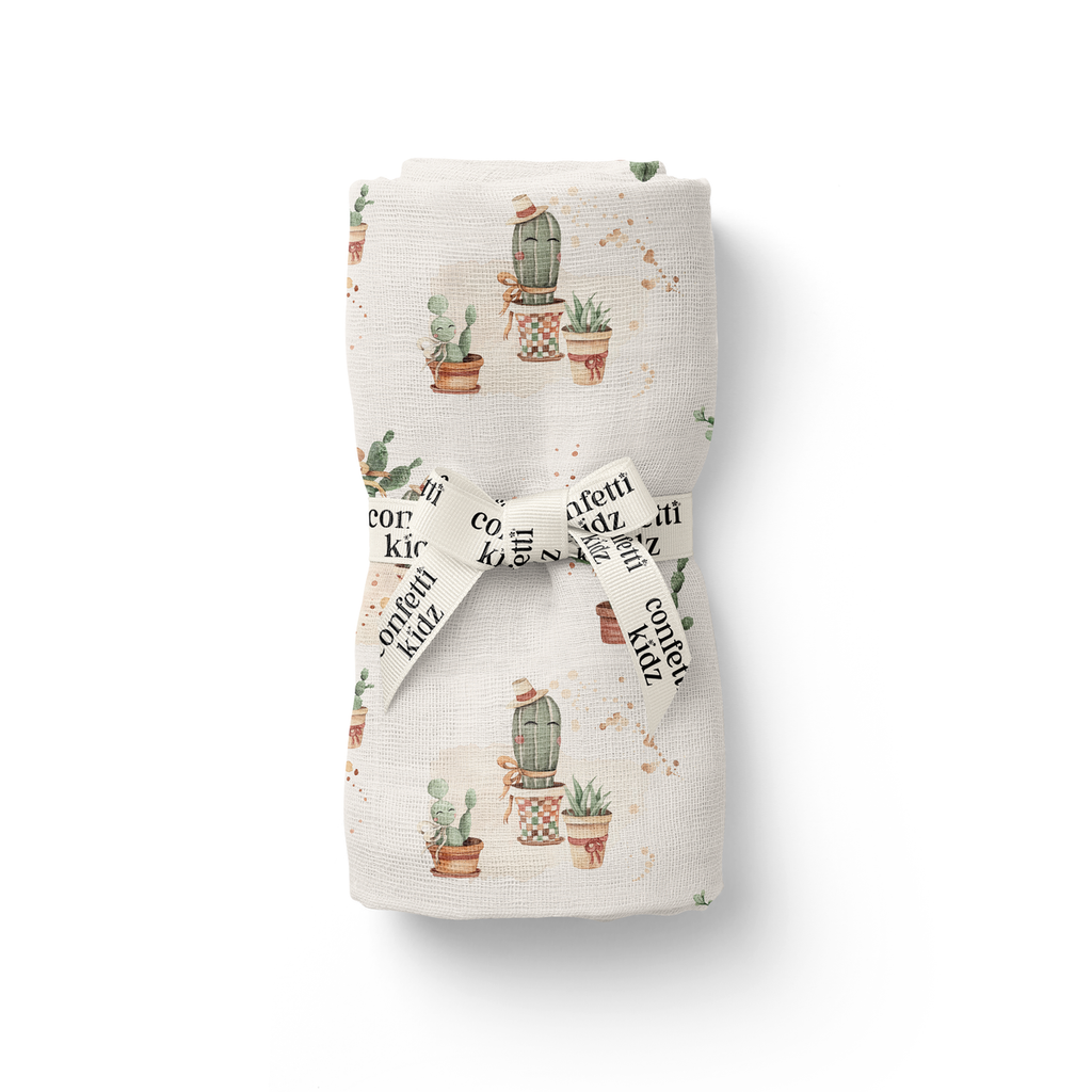 Happy Cactus - Organic Muslin Swaddle