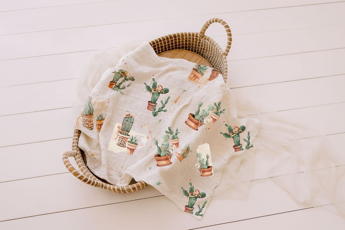 Happy Cactus - Organic Muslin Swaddle