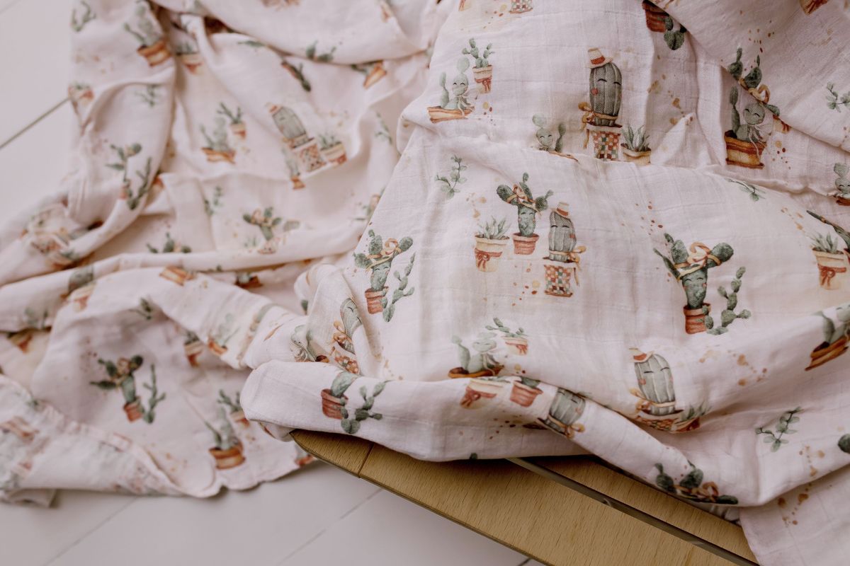 Happy Cactus - Organic Muslin Swaddle