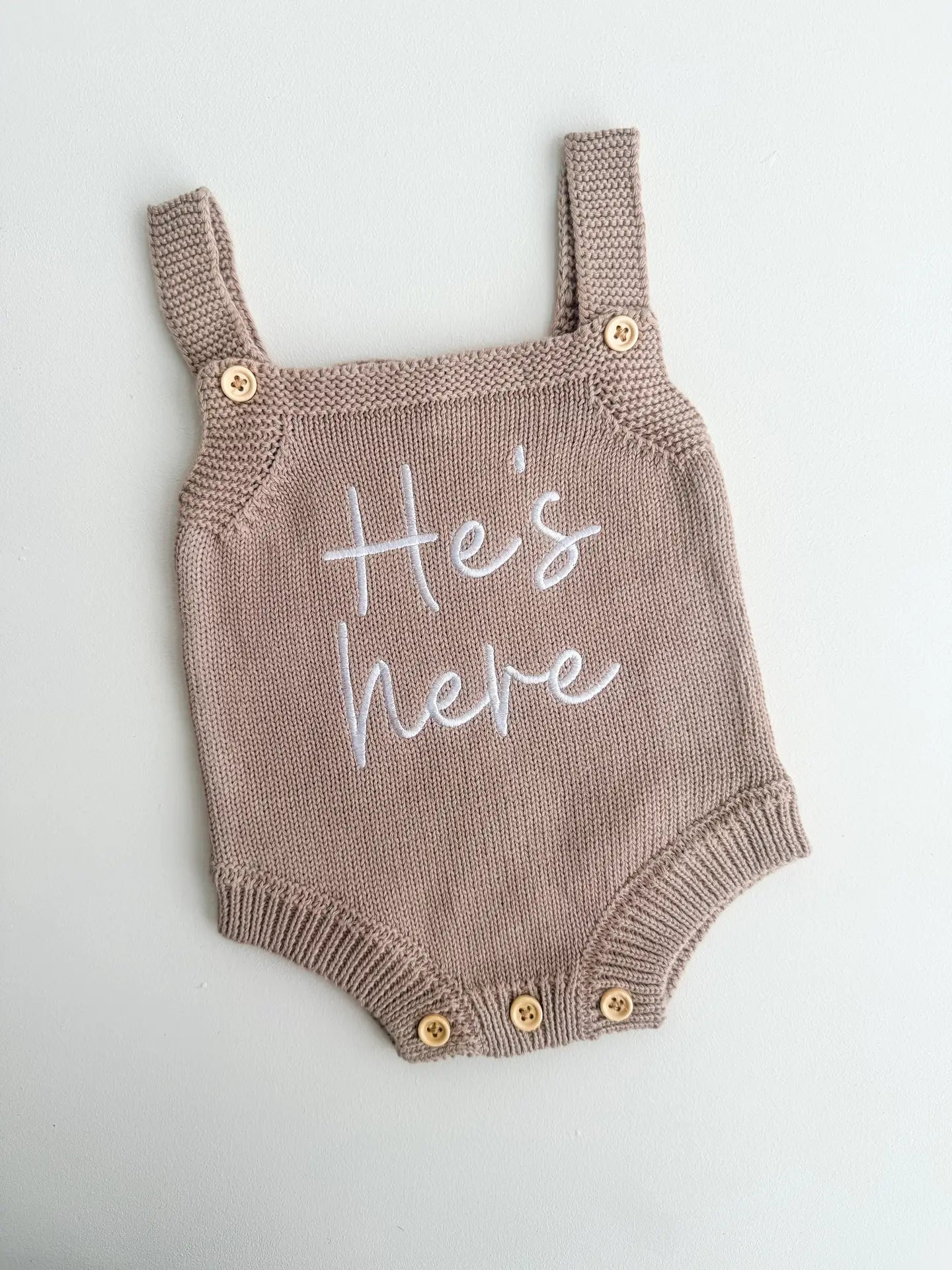 He's Here - Classic Romper | Teddy Brown
